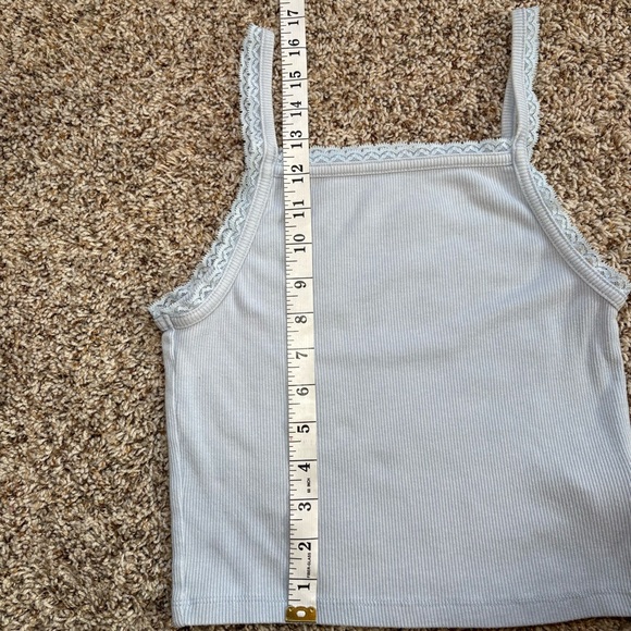 😎American Eagle Outfitters Women’s Light Blue Tank Top Camisole With Lace Medium - Picture 6 of 6